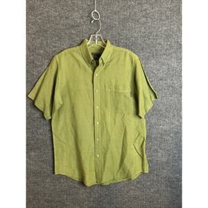 Royal Robbins Men Button Up Shirt Size Medium Green Checkered Linen Blend Travel
